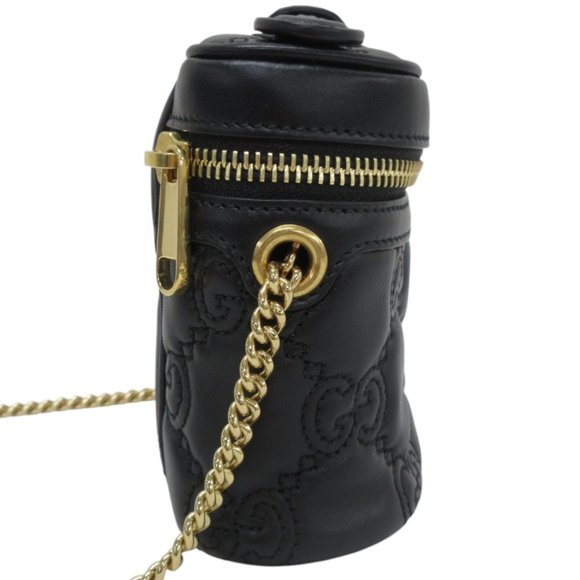 GUCCI GG Matelasse Mini Top Handle Bag Black 723770 2way Chain Shoulder - Picture 3 of 16